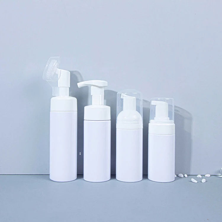 Cleansing Mousse Bubble Cleanser With Silicone Face Brush. Brush Foam Pump Cosmetic Packaging Bottle