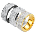 Luxury Stainless Steel Diamond Ring for Women Men Full Diamond Shiny Ring Titanium Steel Zircon Ring Wedding Jewelry Gift