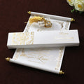 Hot Sale Scroll Wedding Invitation Royal Elegant Ivory Scroll Invitation with Carton and Ribbon