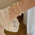 Stylish Simplicity Student Beaded Stretch Bracelets Vintage Elegance Four-leaf Clover Pearl Bohemian Bracelet Sets For Women