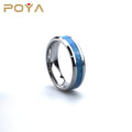 Poya 6mm Unique Wedding Beveled Single Channel Opal Inlay Tungsten Ring