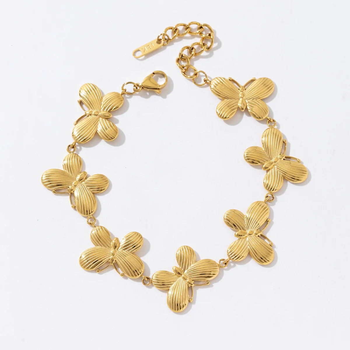 New Arrival Stainless Steel Delicate Women Jewelry Gold Plated Open Adjustable Six Butterfly Bracelet