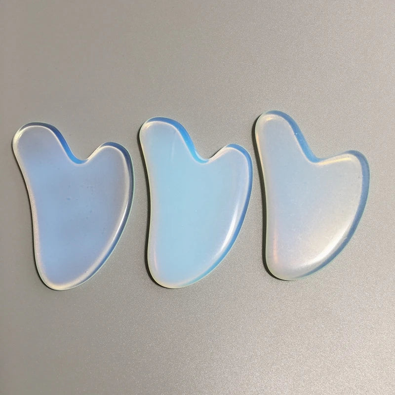 Huiying crystals Heart Facial Guasha Board Natural Jade Material Opalite Facial Gua Sha Scraping Massage Tool