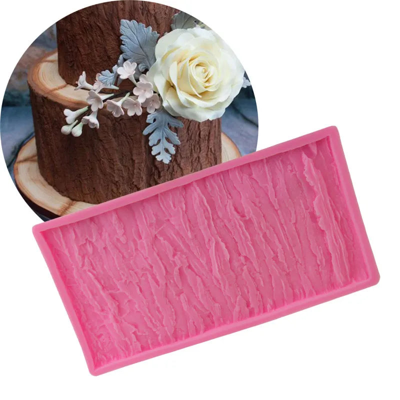 HY Tree Bark Texture Design Fondant Impression Mat Lace Cake Border Mold