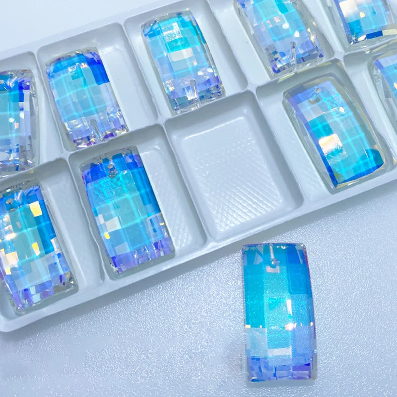 30mm Rectangular Crystal and Glass Beads DIY Bracelet Necklace Material Colorful Pendant Jewelry Making CJ Brand Good Quality