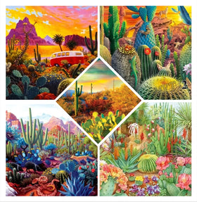 LS 5D DIY Diamond Painting Kit Cactus and Barbary Fig Full Round Square Diamond Printed Design for Adults Home Decor