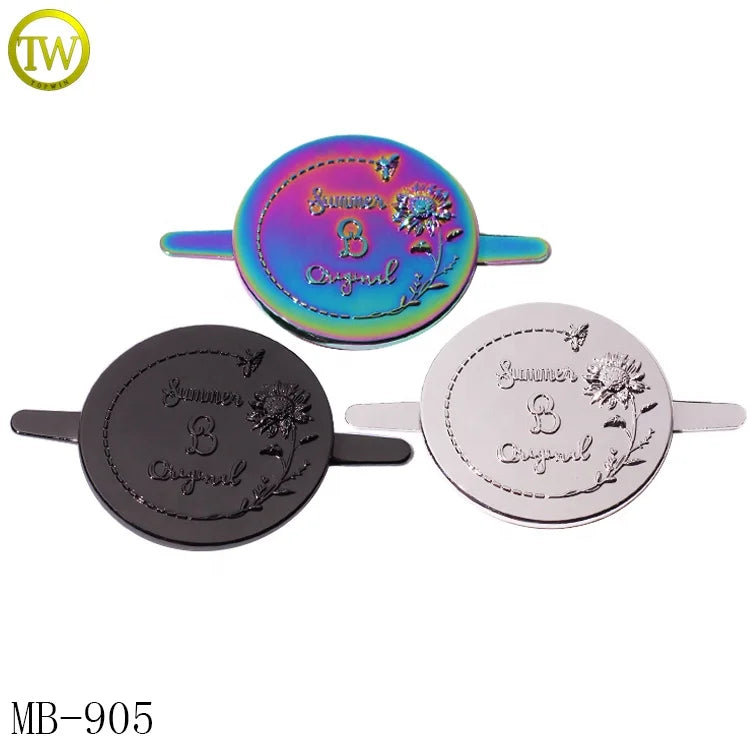 Zinc Alloy Round Shape Bags Metal Name Plate Multi-color Luggage Hardware Embossed Tags Alloy Metal logo Emblems for Women Hats
