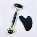 Huiying Hot Selling Cheap Skincare Device Face Messager Black Obsidian Gem Stone Roller Guasha Sets Kit