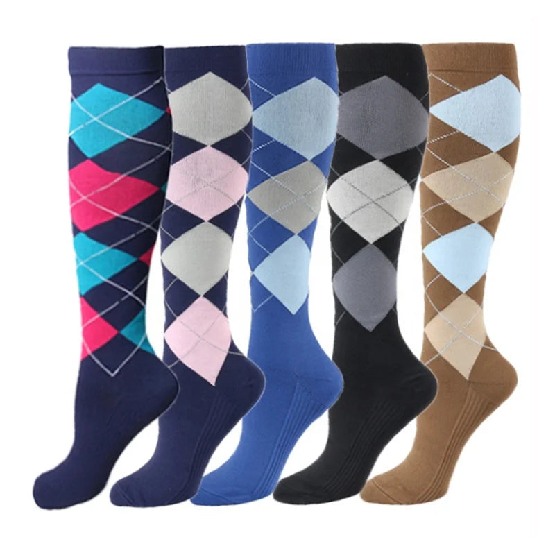 Wholesale Argyle Equestrian Horse Riding Socks Women Men Sweat Grip Sports Knee High Compression Socks