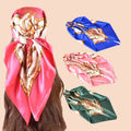 Custom Design New Big 90*90cm Silk Satin Shawl Luxury Square Scarf Leopard Polka Dot Print Chain Printed Scarf Headband for
