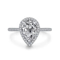 JZ1477 2025 New Arrival Trendy 925 Sterling Silver Cubic CZ Big Ring Teardrop Wedding Bands Pear Cut Diamond Rings for Women