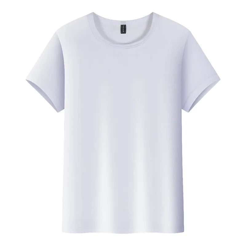 Customizable DIY Men's T-Shirt Quick-Drying Ice Silk Loose Short Sleeve for Work Running Sports Cultural Advertising T-Shirt