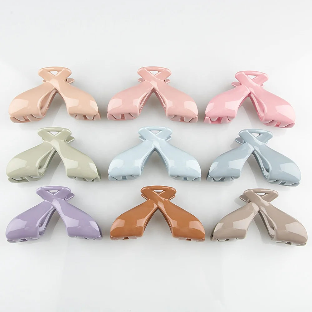 MIO Newly 9cm Acrylic Hair Clamp Geometry Matte Shining Color Ponytail Holder Hair Claw Clips for Women Girls Thick Hair