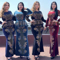 Wholesale Custom Middle Eastern Sparkling Diamond Faux Two-piece Long Velvet Evening Gown Muslim Women's Dress