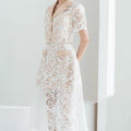 Wholesale of 2026 Autumn New Vietnam Small Group Suit Collar Top Water Soluble Lace Flower Half Skirt Fashion Women's Set