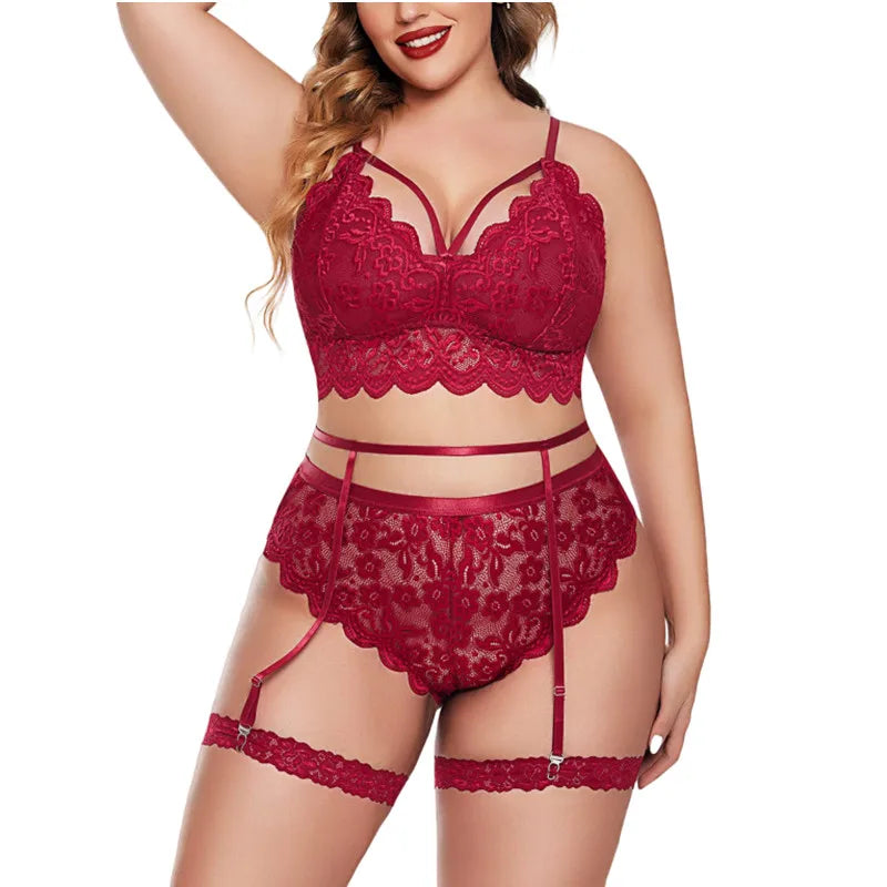 Valentine Day Lace Lingerie Sexy Women's Underwear Transparent Bra Party Sets Lace Lingerie Bra Underwear Set