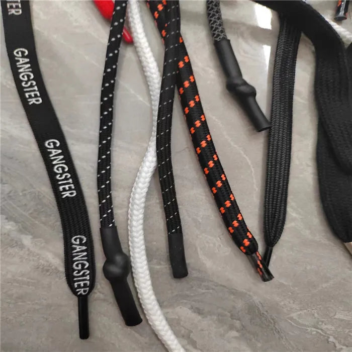 Cords Cords Custom Printed LOGO Flat Hoodie String Polyester Cord With Rubber Tips for Hoodie Drawstrings Polyester Draw Cord