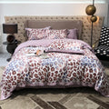 Customized High-quality Violet Leopard Print Quilt Cover Summer Grey Lyocell Fiber Comforter Cover Home Textile Bedding Set