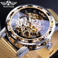 Winner Watch Transparent Diamond Mechanical Steel Skeleton Watches Reloj Luxury Business Luminous Hand Wristwatches Men Watch