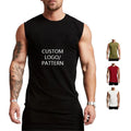 Wholesale Custom White Cotton Printed Men's T-Shirt Breathable Knitted Tank Top with Curved Hem for Casual Summer Hip Hop Style