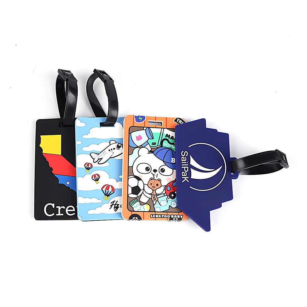 Wholesale Durable PVC Luggage Tags & Travel ID Badge Holder with Custom Design for Promotional Use