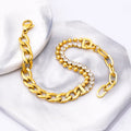 Fashion Trendy Chic Stainless Steel Chunky Chain Bracelet Jewelry With Zircon Charm Beads Paving
