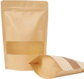 Custom Print Small Zipper Bag Coffee Tea Food Packaging Frosted Zipper Pouch Bag Brown Kraft Paper Bags with Window
