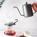 Manual Pour Over Hand Drip Pot Black With Lid Stainless Steel Spout Long Mouth Hotel Travel Camping Gooseneck Coffee Kettle