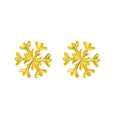 Certified 18K Gold Snowflake Ear Stud Earrings Rose Gold AU750 Gold Yellow Color  Women's Elegant Drainage