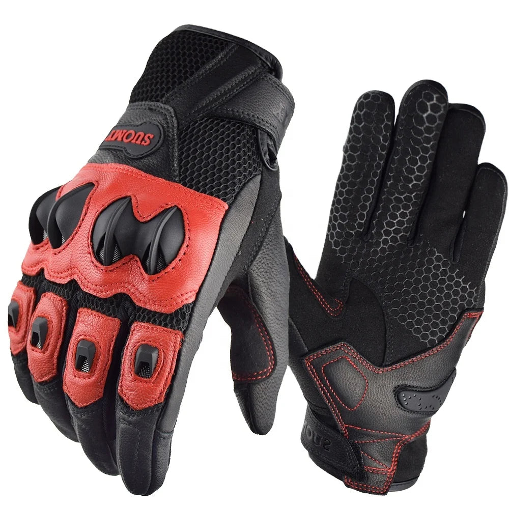 Suomy Summer 3D Mesh Motorcycle Riding Gloves Leather Men Touch Screen Full Finger Protective Gear Cycling Motocross Gloves