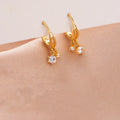 American European Fashion 925 Sterling Silver Earring Round Water Drop Zircon Pendant Gold Plated Hoop Earrings Women