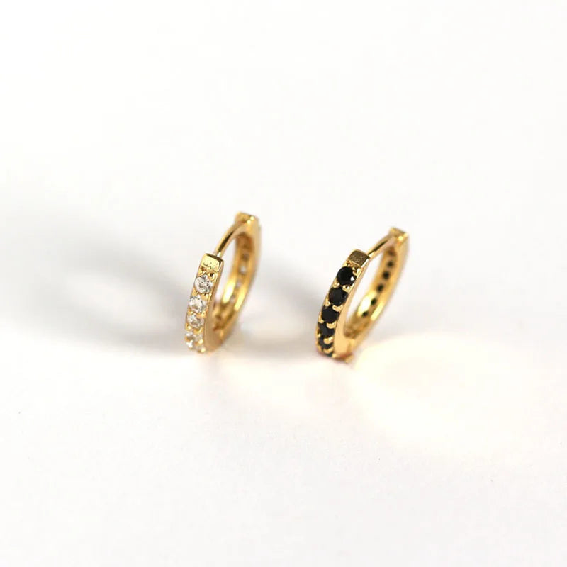 Rainbowking INS Design Jewelry Dainty Gold  Cz Huggie Hoop Earrings 925 Sterling Silver Tiny Hoop Earrings