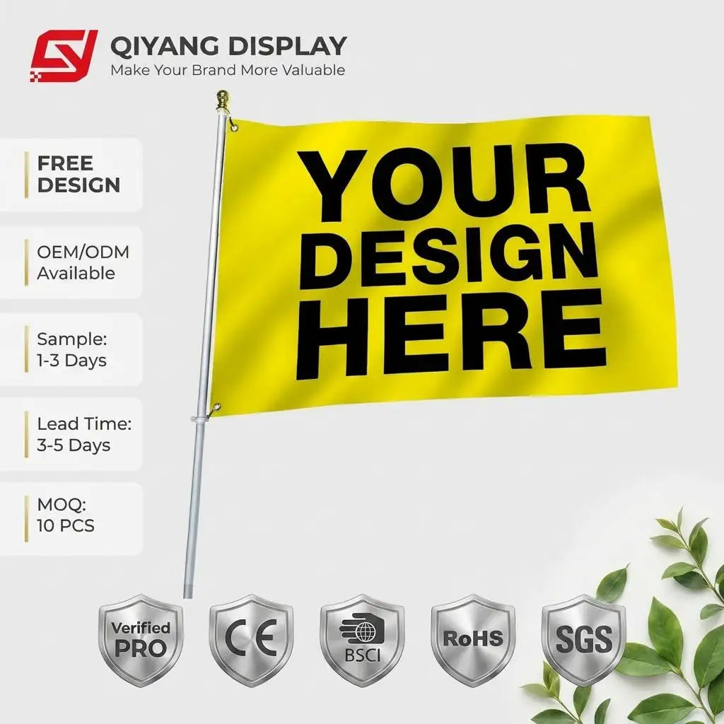 Promotional Large Size Digital Printing Screen Printed Polyester 3x5 ft Custom Flag Banner with logo