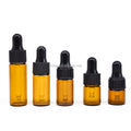 1ml 2ml 3ml 5ml 10ml Mini Transparent Brown Eye Essential Oil  Pipette Glass Dropper Bottle with Black Cap