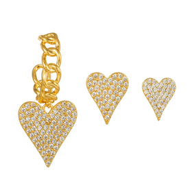 Laodun INS Style Fashion Popular 18K Gold Stud Earring Set Creative Heart Design Vintage Personalized Earring