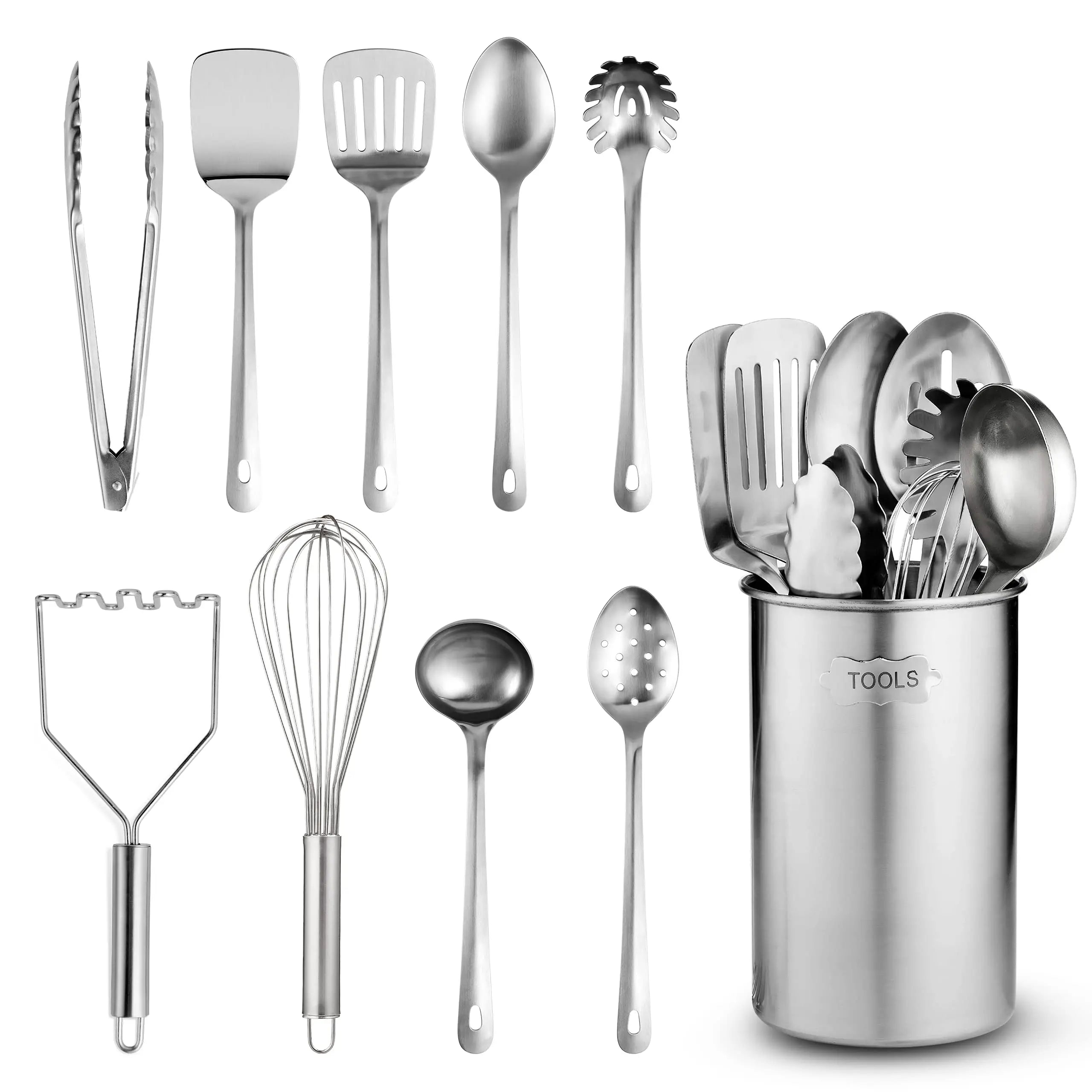 Stainless-Steel Kitchen Utensil Set - 10-piece Premium Nonstick & Heat Resistant Kitchen Gadgets
