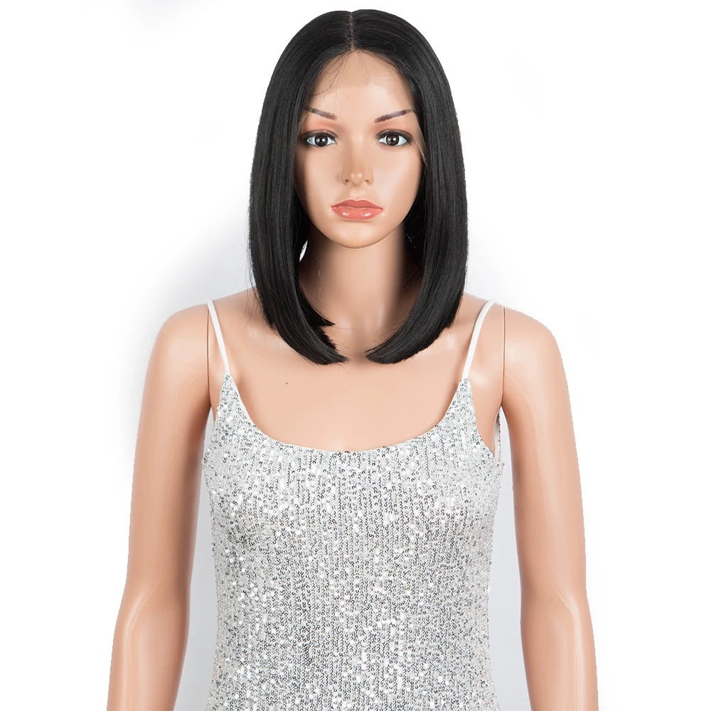 Heat Resistant Fibre Synthetic Lace Wig Short Bob Lace Front Wig Straight Ombre Blonde Synthetic Wigs for Black Women Noble
