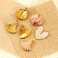 High Quality 18k Gold-plated Stainless Steel Fan-shaped Oil Drop Earrings Thick Geometric Retro Heart-shaped Earrings Jewelry