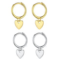 Fine Jewelry Hoop Earrings Love Heart Pendant 18K Gold Plated S925 Sterling Silver Dangle Drop Earrings for Girls Women Gifts