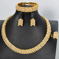 New Arrival Bridal Jewelry Sets for Women Necklace Earrings Ring Bracelet Cubic Zirconia Geometric Engagement Gift