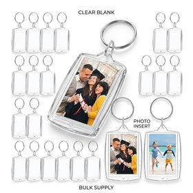CNAWO Photo Insert Acrylic Keychain Clear Plastic Storage Tag Key Ring for Business Advertising & Event Giveaways