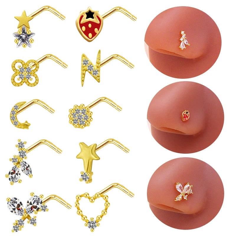 Gaby New Surgical Steel Piercing Nose Piercing Stainless Steel Nose Rings for Women Wholesale Nose Studs Body Piercing Jewelry