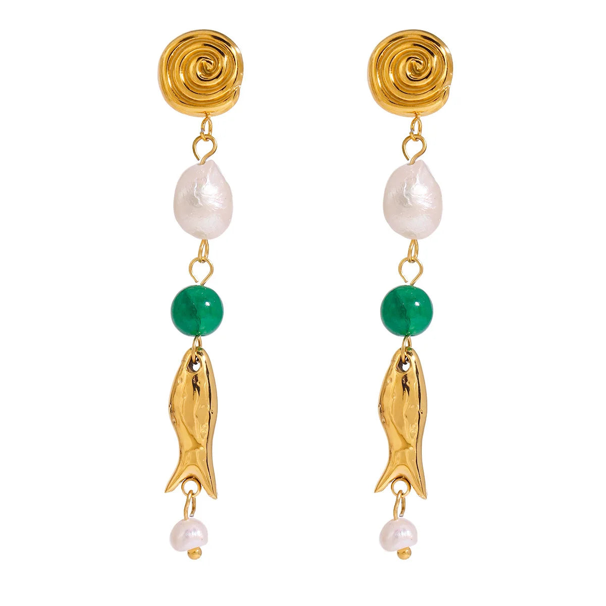 N&S European American High-Grade 18K Stainless Steel Pearl Stud Earrings Luxury Light Do Not Fade Cross-Border Jewelry