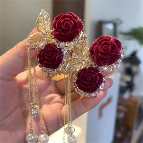 Wholesales Custom Made Diamond Hair Accessories Women Luxury Small Metal Hair Clips Cherry Hair Claw