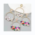 2025 Exaggerated Semi -circular Diamond Female Super Fairy Party Womens Flower Hoop Earrings