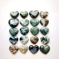 Moss Agate Heart 5-6 cm Natural Agate Hearts Crystal Stone Flat Heart Stone