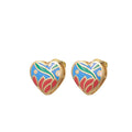 Customizable Delicate Gold-Plated Brass Ear Studs Colorful Enamel Heart-Shaped Earrings for Women Stylish Trendy Weddings Gifts