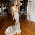 13900# Sexy Mermaid Sleeveless Wedding Dress 2022 Fashion Appliques Lace V-Neck Bridal Gown Backless Tulle Sweep Train Beading