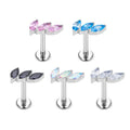 G23/ASTM F136 Titanium 3 CZ Blaze Set Tops Ear Stud Colorful Crystal Stone Nose Piercing Hot Labret Lip Stud Piercing Jewelry