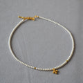 French Elegant 3mm Pearls Necklace Jewelry Brass Gold Cross Charm Bright Pearls Choker Necklace for Women